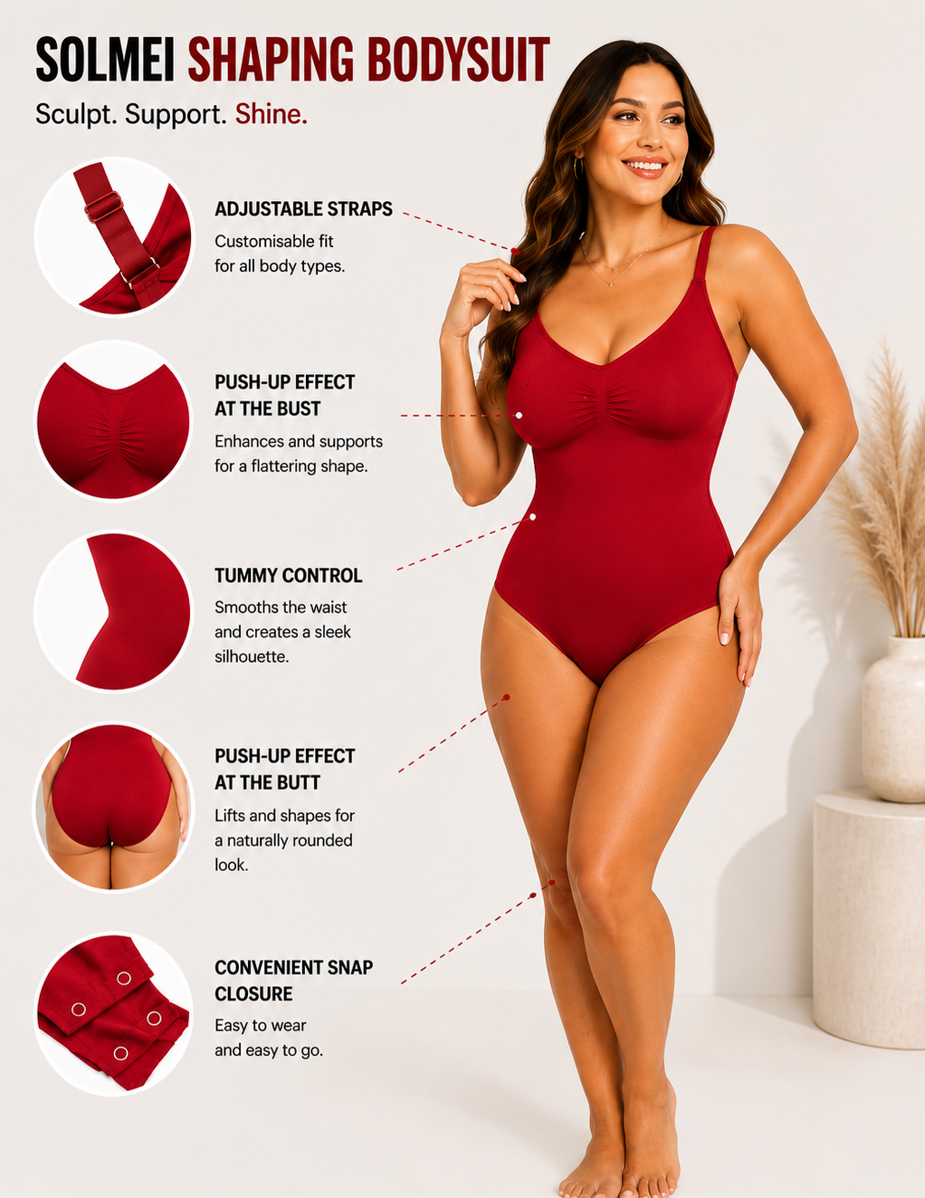 SOLMEI Shaping Bodysuit Red