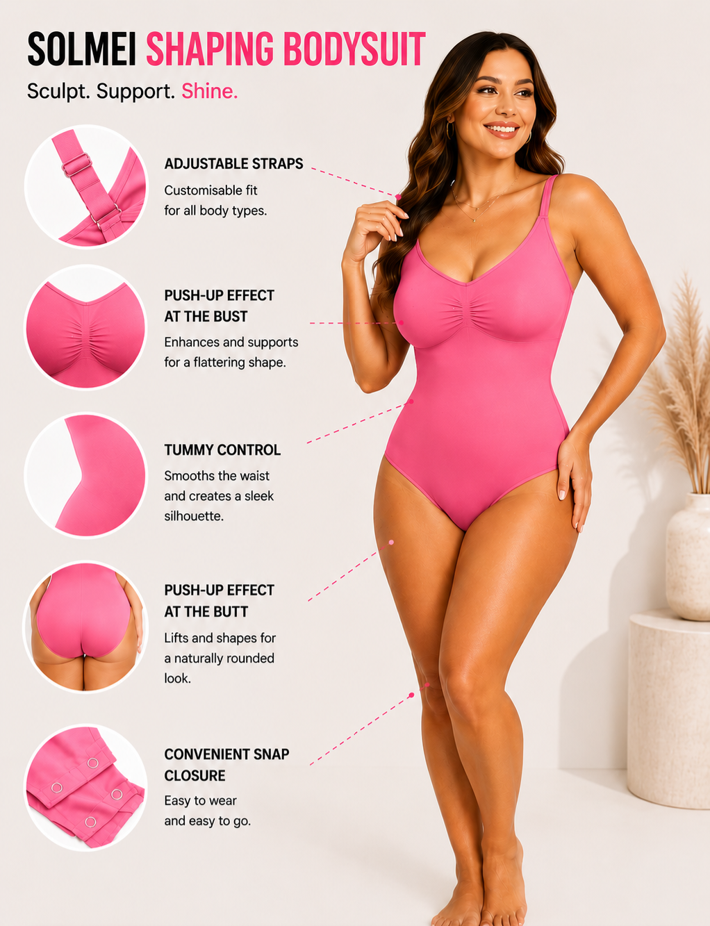 SOLMEI Shaping Bodysuit Pink