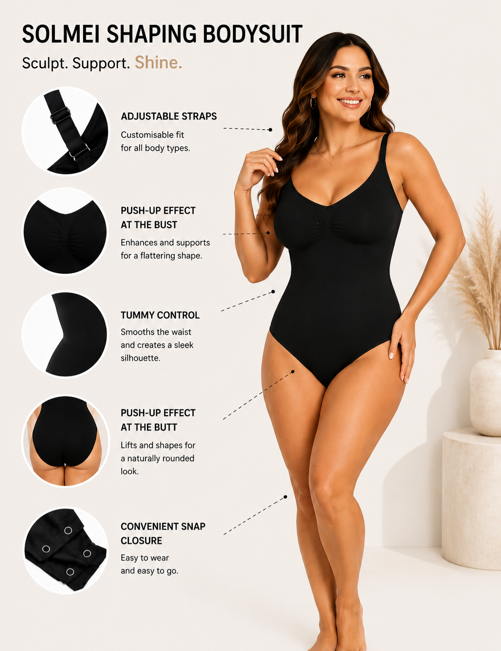 SOLMEI Shaping Bodysuit Black